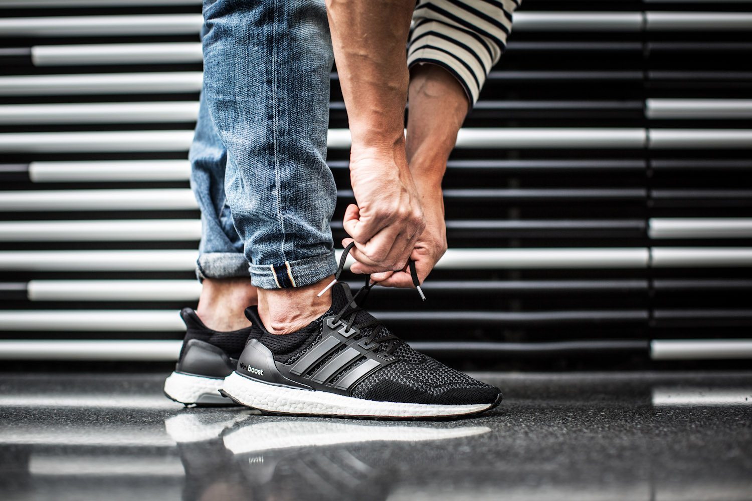 Be Ready for Anything with the Sleek Adidas Ultra Boost Black and White Sneakers